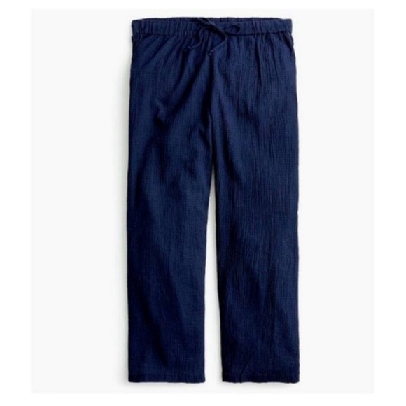 J. Crew Pants - J. Crew Drapey Crinkle-cotton Beach Pant Navy XS Wide Leg Minimalist Fisherman